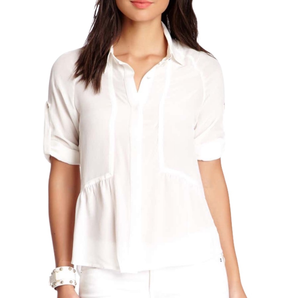 Line & Dot white silk back cutout blouse‎ XS new